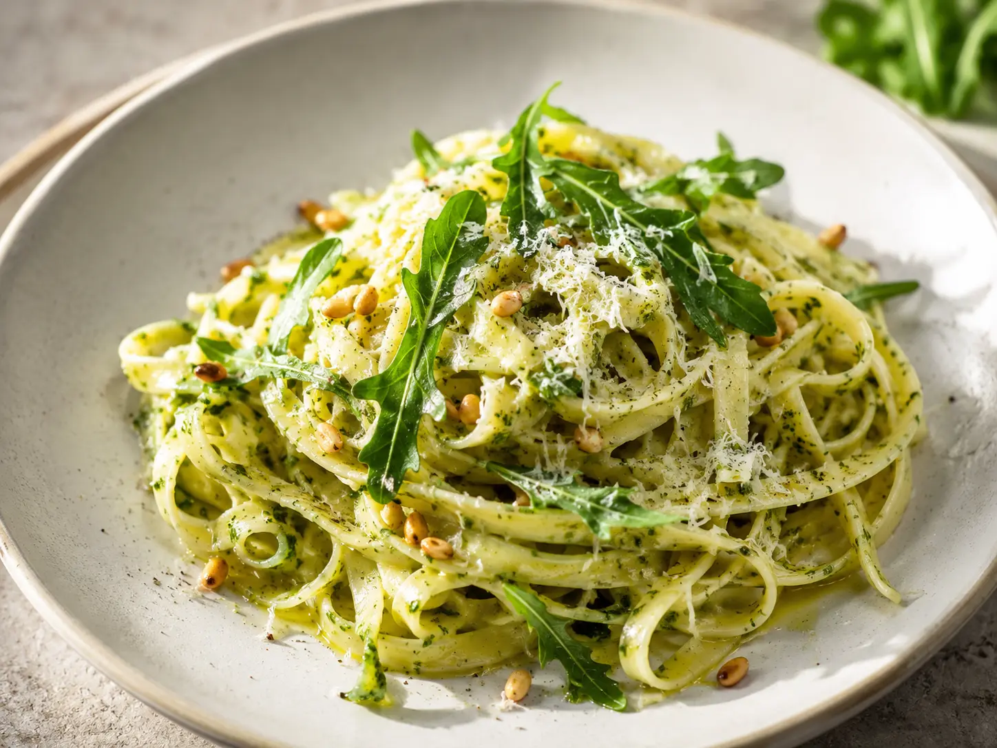 pasta met basilicumolie